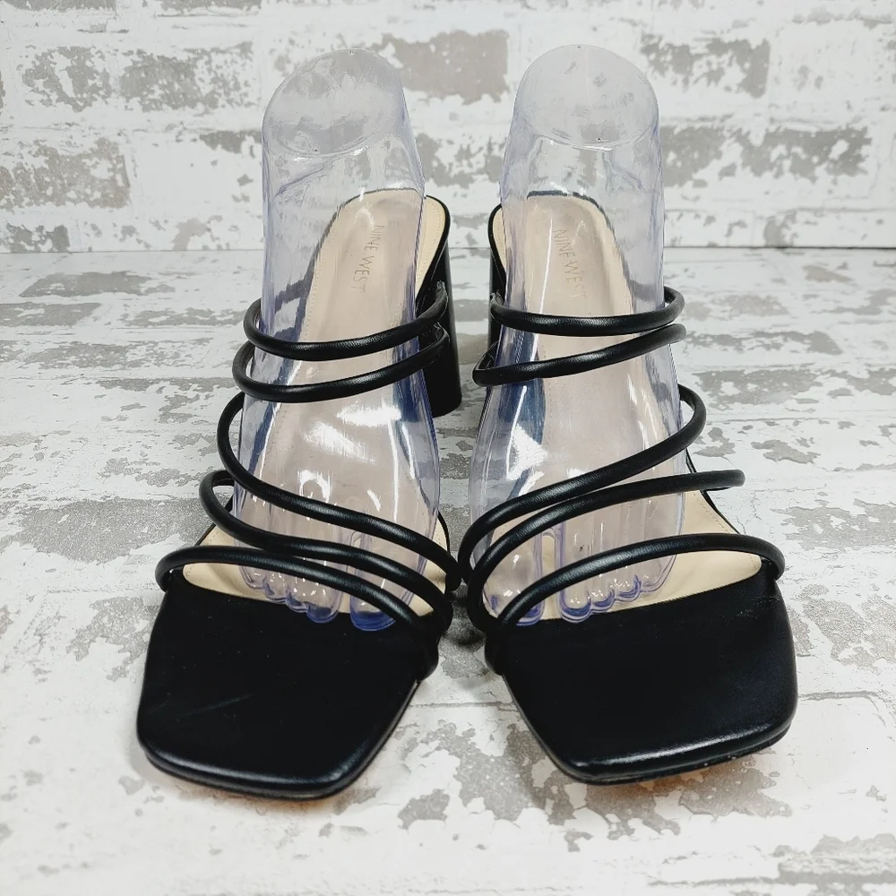 New Nine West Womens Getcha 3 Faux Leather Slip On Heels C67 - Picture 3 of 12